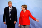 Президент США Дональд Трамп и канцлер Германии Ангела Меркель во время саммита G20 в Гамбурге, июль 2017 года