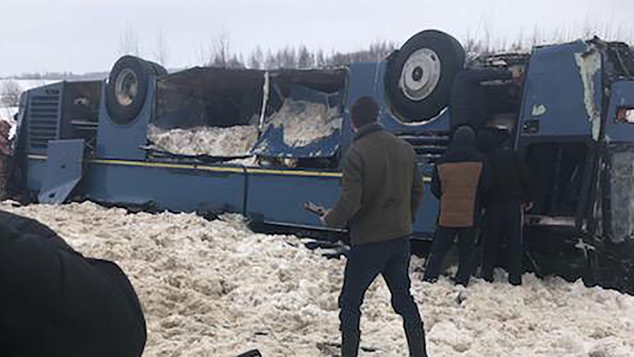 Последствия ДТП с&nbsp;участие автобуса с&nbsp;детьми в&nbsp;Калужской области, 3 февраля 2019 года