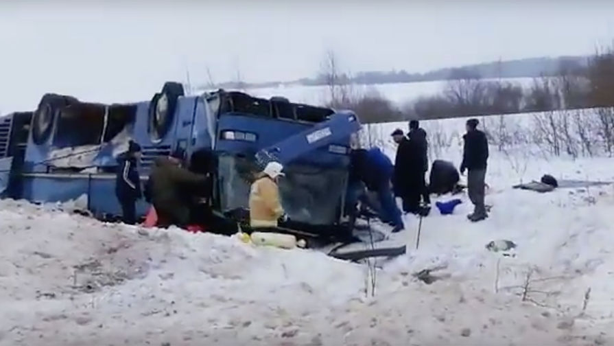 Последствия ДТП с&nbsp;участие автобуса с&nbsp;детьми в&nbsp;Калужской области, 3 февраля 2019 года
