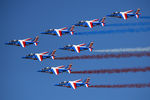 Пилотажная группа Patrouille de France на самолетах Alphajet на Международном авиасалоне «Ле-Бурже – 2017» во Франции