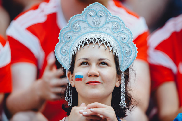 Болельщики во время матча 1/8 финала чемпионата мира по&nbsp;футболу между&nbsp;сборными Испании и России