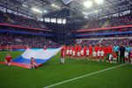 Игроки сборной России перед началом товарищеского матча с командой Турции