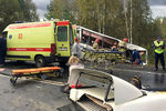 На месте ДТП с автобусом и фурой на 20-м километре дороги «Ярославль-Заячий холм-Иваново»