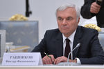 Председатель совета директоров ОАО «Магнитогорский металлургический комбинат» (ММК) Виктор Рашников на встрече с президентом РФ Владимиром Путиным в Кремле