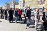 Люди на церемонии прощания с первым президентом СССР Михаилом Горбачевым в Москве, 3 сентября 2022 года