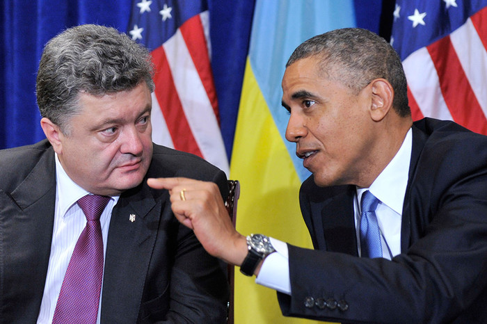 Избранный президент Украины Петр Порошенко и президент США Барак Обама во время совместной пресс-конференции
