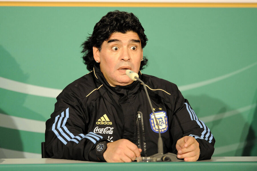 Национальный тренер сборной аргентины Диего Марадона в Мюнхене, 3 марта 2010 года