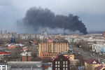 Во время пожара на заводе Красмаш в Красноярске, 26 апреля 2019 года