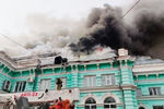 На месте пожара в кардиохирургическом центре Благовещенска, 2 апреля 2021 года