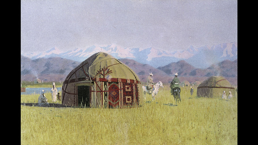 Василий Верещагин. Киргизские кибитки на реке Чу. 1870