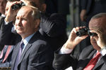 Президент России Владимир Путин и президент Турции Реджеп Тайип Эрдоган на авиасалоне МАКС в подмосковном Жуковском, 27 августа 2019 года