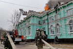 На месте пожара в кардиохирургическом центре Благовещенска, 2 апреля 2021 года