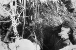 Боец Красной Армии в окопе. Карелия, 1939 год