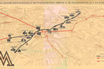 Схема линий Московского Метрополитена 1-й и 2-й очередей, 1930-е годы.