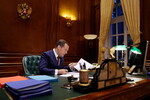 Премьер-министр РФ Дмитрий Медведев в своем кабинете в резиденции «Горки», 2019 год