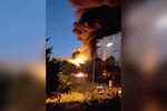 Пожар на Коммунистической улице в Ейске, где упал военный самолет Су-34, 17 октября 2022 года