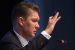 Предправления ПАО «Газпром» Алексей Миллер на пресс-конференции после окончания годового собрания акционеров ПАО «Газпром», 30 июня 2017 года