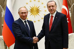Владимир Путин и Реджеп Эрдоган во время встречи в Анкаре, 28 сентября 2017 года