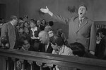 <b>Кадр из кинофильма «Берегись автомобиля» (1966)</b>
<br><br>
Второстепенный персонаж Сокол-Кружкин, тесть Димы Семицветова, оказался одним из самых ярких персонажей комедии «Берегись автомобиля» (1966). Работать над образом Папанову было интересно. Брюки-галифе, заправленные в носки, носовой платок на голове, грубые манеры и интонации, громкий смех – это его придумки, сделавшие героя необычайно запоминающимся.
<br>
Фильм «Берегись автомобиля» стал началом успешного творческого дуэта Анатолия Папанова и Андрея Миронова в кино. До этого они встречались только на сцене театра Сатиры.
