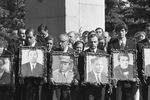 Похороны членов экипажа, погибших при катастрофе сверхзвукового самолета ТУ-144, В.М. Козлова, В.М. Молчанова, Г.Н. Баженова, В.Н. Бендорова, Б.А. Первухина, А.К. Дралина, 12 июня 1973 г. 