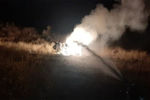 Кадры с места крушения российского вертолета Ми-24