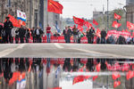 Участники первомайской демонстрации в центре Москвы, 1 мая 2018 года