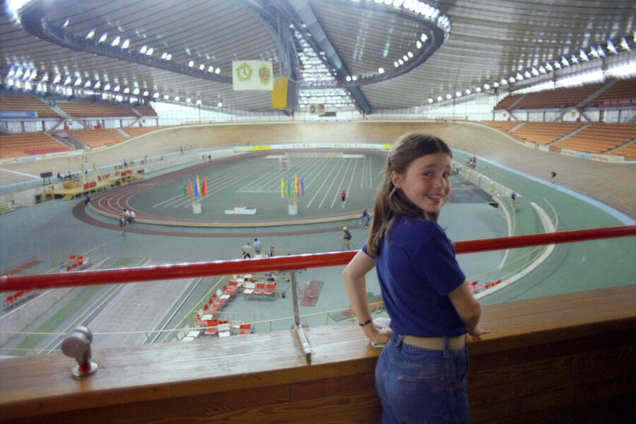 Саманта Смит на&nbsp;велотреке в&nbsp;Крылатском в&nbsp;Москве, июль 1983&nbsp;года 
