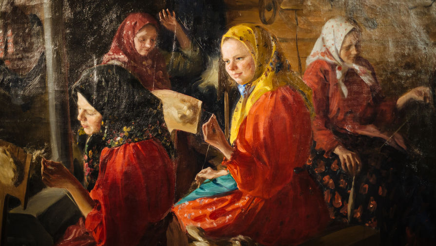 Фрагмент картины «Пряхи», Куликов Иван Семенович, 1903 год