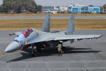 Многоцелевой истребитель Су-30 на международной выставке Aero India 2025 на территории военно-воздушной базы Yelahanka в Бангалоре