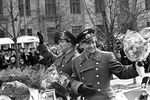 Встреча экипажа космического корабля «Восход-2», космонавтов Алексея Леонова и Павла Беляева (слева), Москва, 23 марта 1965 года