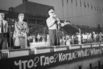 Режиссер телевикторины «Что? Где? Когда?» Владимир Ворошилов во время выступления в Мариуполе, 1989 год