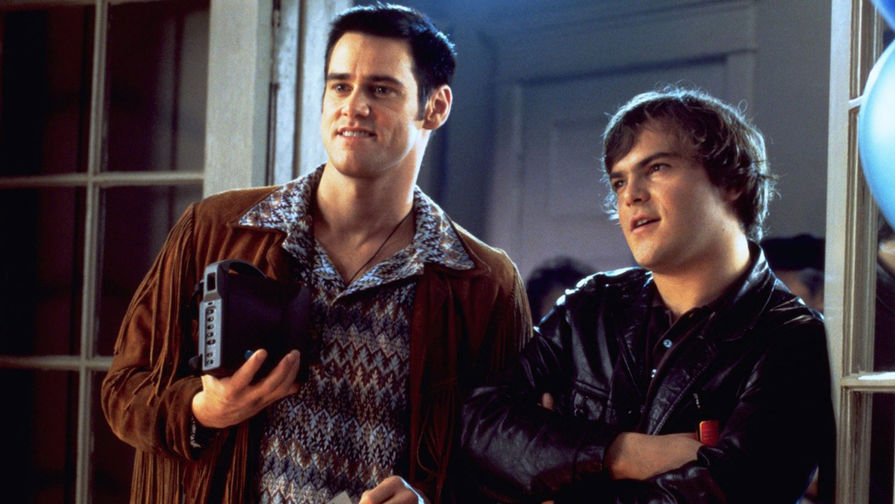 Актеры Джим Керри и Джек Блэк. Кадр из&nbsp;фильма &laquo;Кабельщик&raquo; (1996)