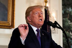 Президент США Дональд Трамп в Белом доме во время заявления о нанесении ударов по целям в Сирии, 14 апреля 2018 года