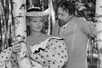 Марина Влади в роли Лики Мизиновой и Николай Гринько в роли А.П.Чехова на съемках кинофильма «Сюжет для небольшого рассказа» режиссера Сергея Юткевича, 1968 год