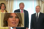 Первая леди США Меланья Трамп, президент США Дональд Трамп и президент России Владимир Путин во время встречи в Хельсинки, 16 июля 2018 года