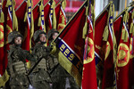 Корейские солдаты во время военного парада в честь 80-летия создания Трудовой партии Кореи, Пхеньян, КНДР, 10 октября 2025 года