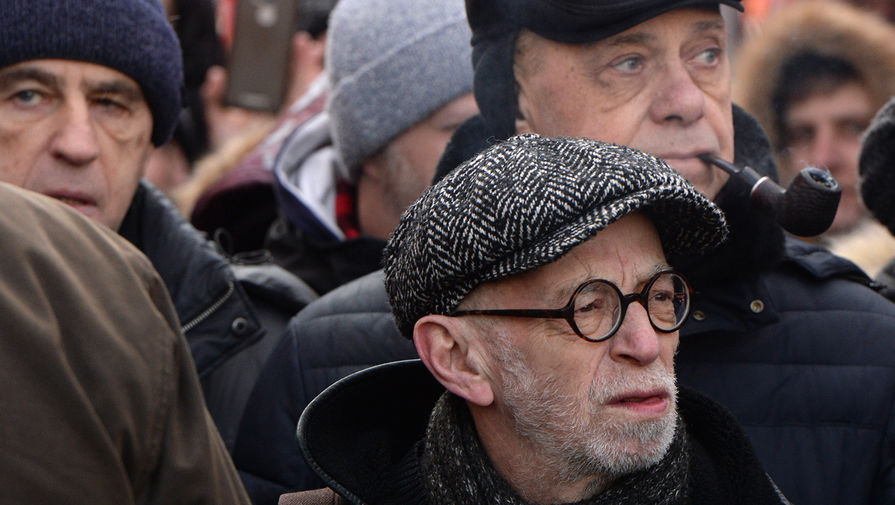 Писатель Лев Рубинштейн на «Марше памяти Бориса Немцова»