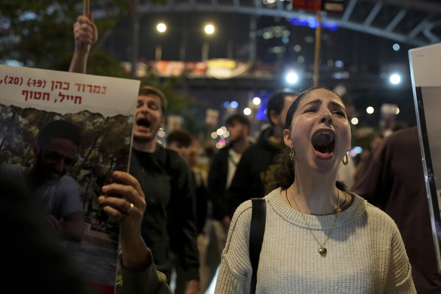 Израильтяне на&nbsp;митинге после объявления соглашения о&nbsp;прекращении огня, Тель-Авив, Израиль, 15&nbsp;января 2025&nbsp;года
