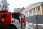 Тушение пожара в усадьбе Лопухиных в Малом Знаменском переулке в Москве, 10 декабря 2022 года