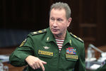 Первый заместитель министра внутренних дел РФ, главнокомандующий внутренними войсками МВД РФ Виктор Золотов на заседании ежегодной расширенной коллегии Министерства обороны РФ в Национальном центре управления обороной, 2015 год