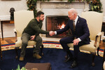 Президент Украины Владимир Зеленский и президент США Джо Байден во время встречи в Вашингтоне, 21 декабря 2022 года
