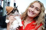 Grumpy Cat со своей хозяйкой на церемонии MTV Movie Awards в Лос-Анджелесе, 2014 год