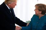 Дональд Трамп во время встречи с Ангелой Меркель в Белом доме