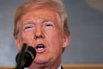 Президент США Дональд Трамп в Белом доме во время заявления о нанесении ударов по целям в Сирии, 14 апреля 2018 года