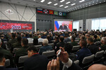 Трансляция видеообращения президента РФ Владимира Путина по случаю открытия Международного военно-технического форума «Армия-2023» в Конгрессно-выставочном центре «Патриот», 14 августа 2023 год