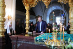 Патриарх Московский и всея Руси Кирилл и президент России Владимир Путин во время посещения Спасо-Преображенского Валаамского ставропигиального монастыря, 11 июля 2017 года