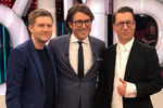 Борис Корчевников, Андрей Малахов и Михаил Зеленский во время съемок в честь 10-летия программы «Прямой эфир», 2021 год