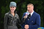 Телеведущая Ксения Собчак и актер Дмитрий Журавлев на фестивале VK Fest 2025 в Москве, 20 июля 2025 года
