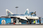 Многофункциональный истребитель пятого поколения Су-57 на международной выставке Aero India 2025 на территории военно-воздушной базы Yelahanka в Бангалоре
