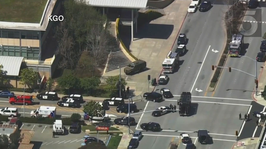 Ситуация около&nbsp;штаб-квартиры YouTube в&nbsp;Сан-Бруно после стрельбы, 3 апреля 2018 года. Скриншот из&nbsp;видео